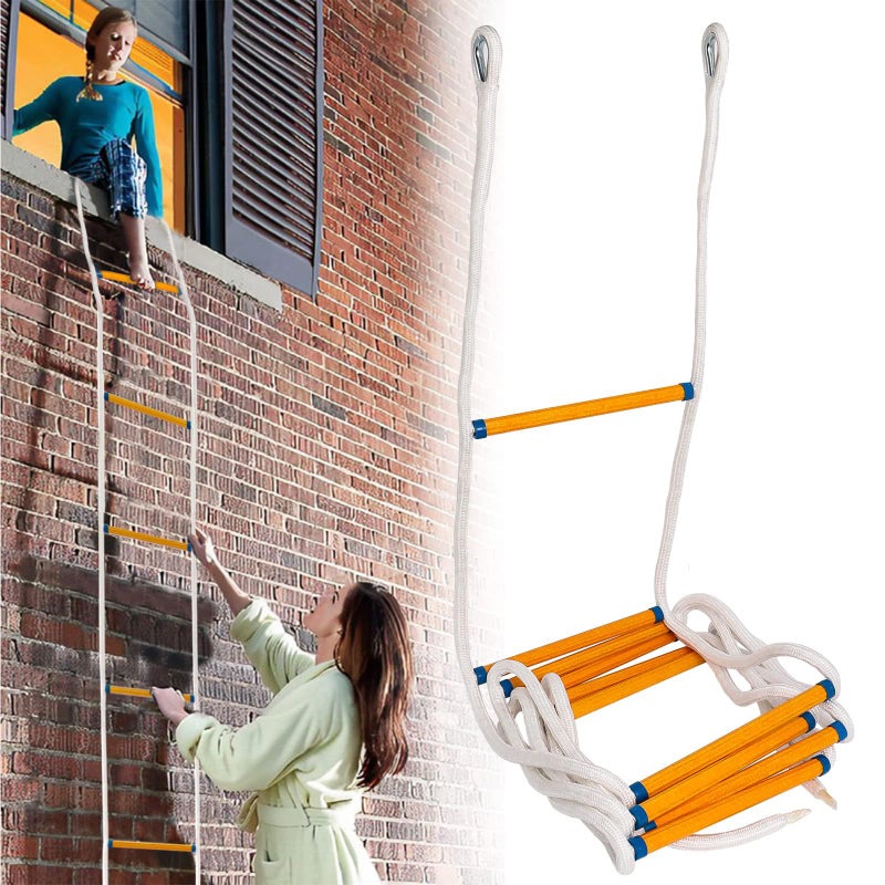 Piwerod Fire Escape Ladders, 13 FT Emergency Ladder for Second Floor, Anti-Slip Rescue Fire Ladder 2 Story Window Ladder Fire Escape 2 Story Balcony Railing Treehouse, Fast to Deploy - Image 5