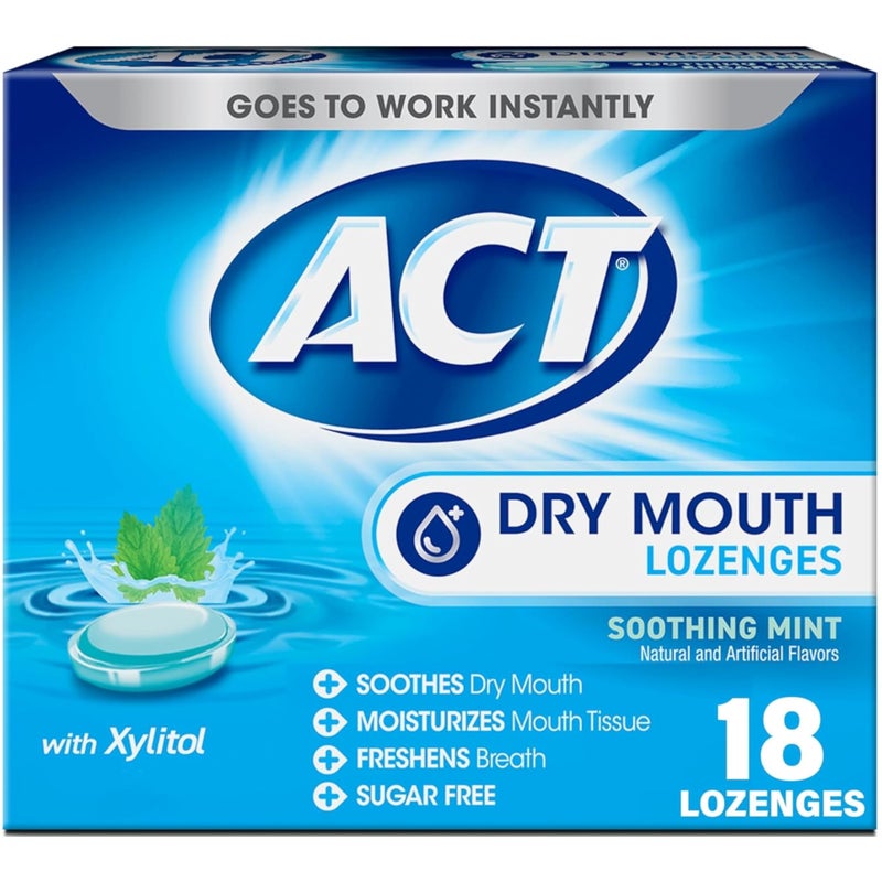ACT Dry Mouth Soothing Mint Lozenges 18 ea Pack of 4
