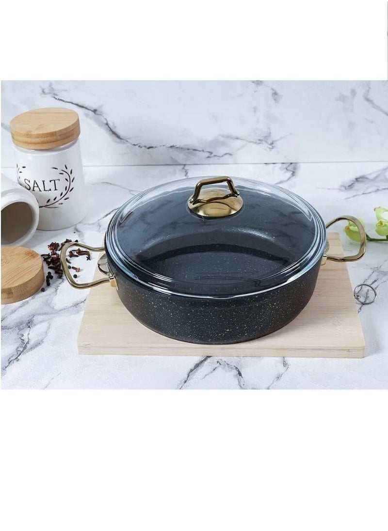 Homemaker - 9-Piece Granitec Cookware Set - Tempered Glass Lids - 3 Deep Pots - 1 Low Pot - 1  Frypan - Non-Stick Surface - PFOA Free - Black & Gold - Image 1