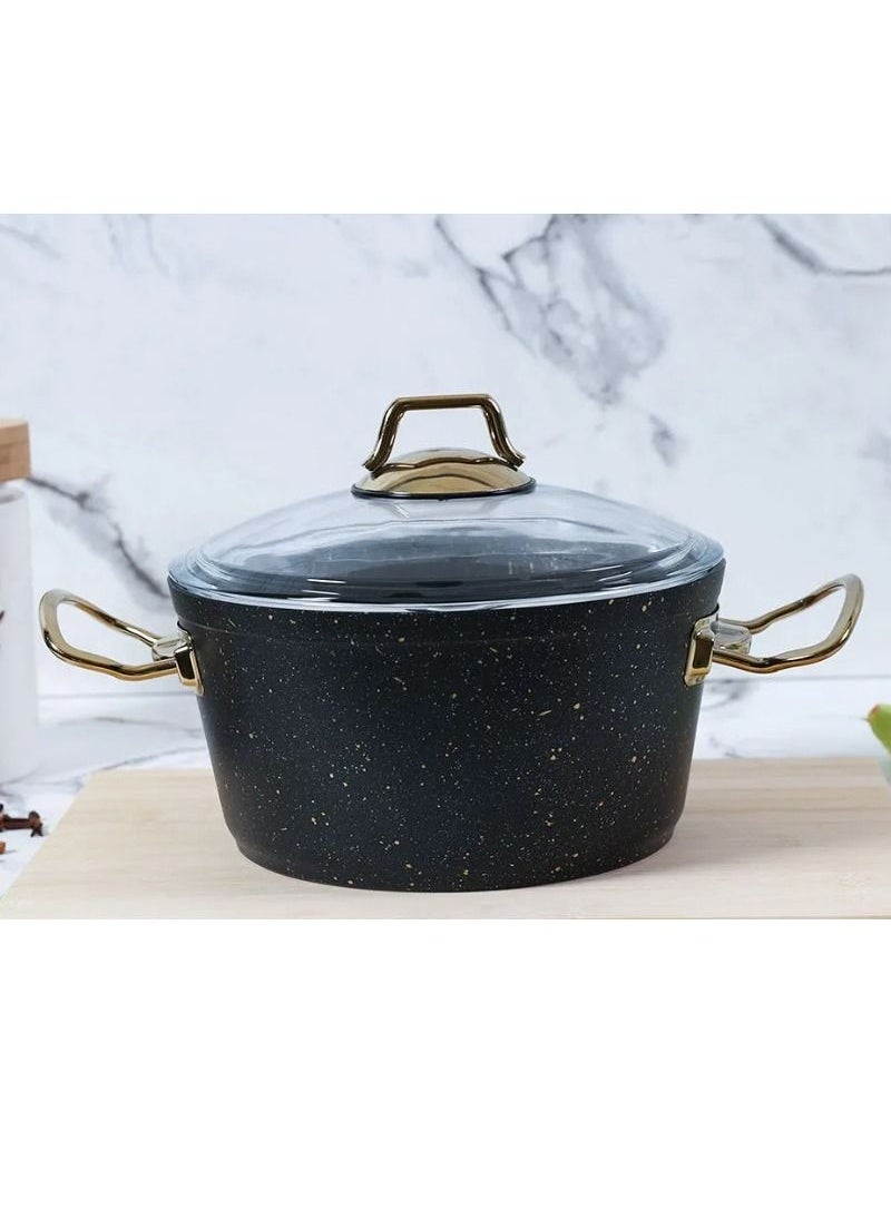 Homemaker - 9-Piece Granitec Cookware Set - Tempered Glass Lids - 3 Deep Pots - 1 Low Pot - 1  Frypan - Non-Stick Surface - PFOA Free - Black & Gold - Image 1