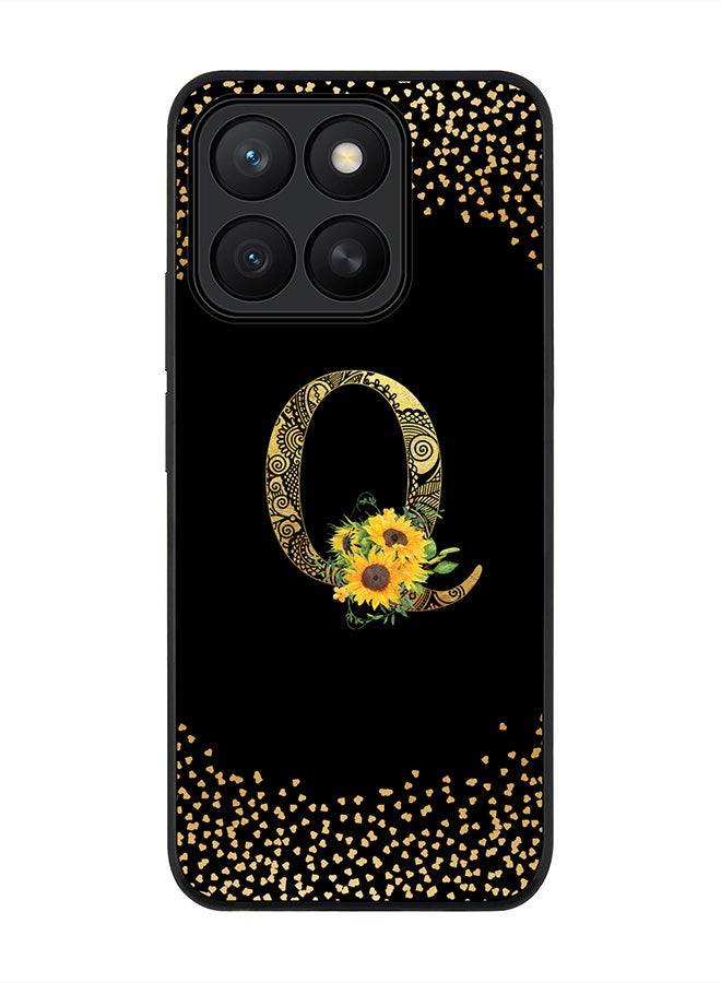 Stylizedd For Honor X8c Case,Slim fit Camera Protection, Shockproof Thin Phone cover  - Custom Floral Monogram - Q ( Black )