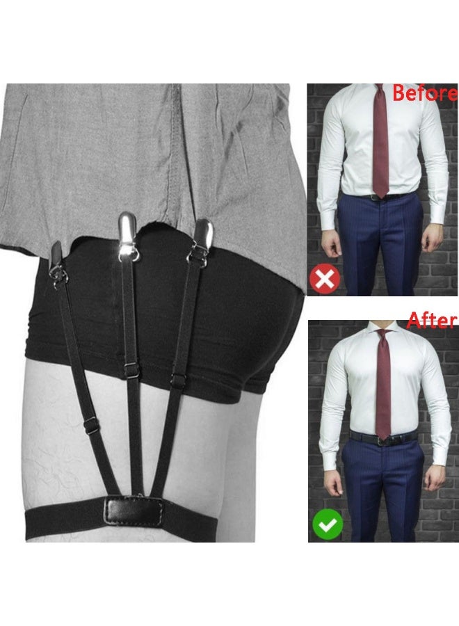 Adjustable Mens Shirt Stays Elastic Shirt Garters Holder Straps with Non-slip Locking Clamps - Image 3