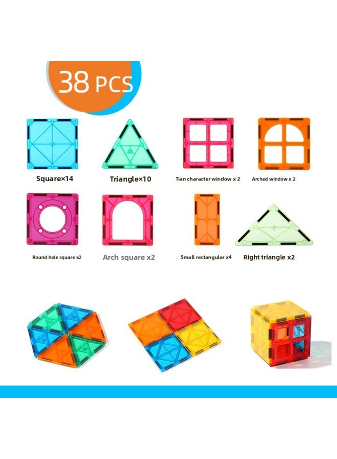 Special Color Window Magnetic Piece Building Block Set Changeable Mosaic Large Magnetic Early Education Toys A Generation Of Hair-Specifications:38-piece Color Window Suit  - Image 1