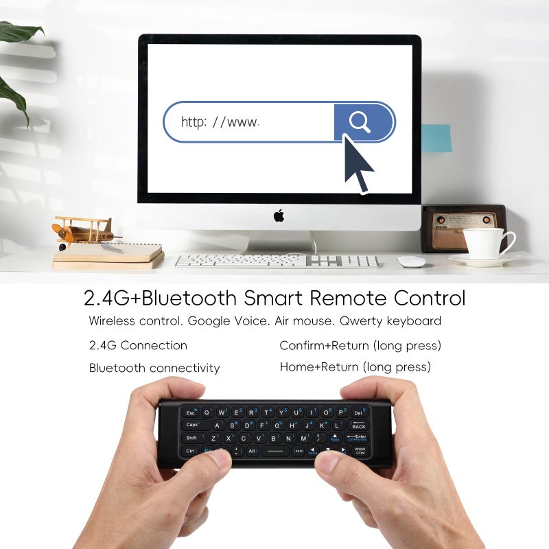 iPazzPort Mini Bluetooth Keyboard with Gyroscopic Air Mouse - Universal PC Remote for Nvidia Shield/Smart TV/Laptop, IR Learning, Rechargeable Aluminum Alloy, Type-C, 30ft Range - Image 2