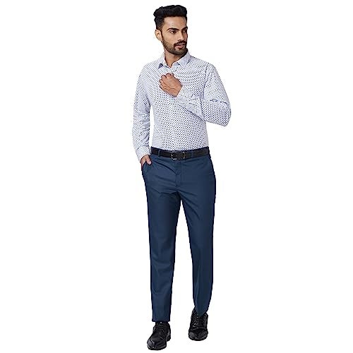 Raymond Men's Slim Fit Cotton Regular Collar Print Pattern Button Closure Full Sleeve Blue Casual Shirt - Image 5