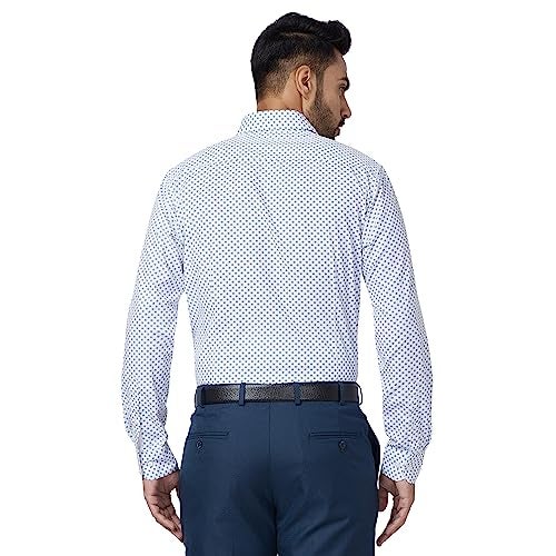 Raymond Men's Slim Fit Cotton Regular Collar Print Pattern Button Closure Full Sleeve Blue Casual Shirt - Image 4