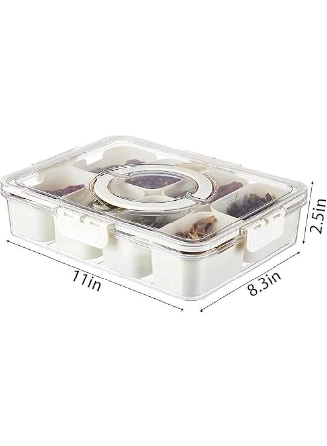 SHAOZHEN Kitchen Condiment Storage Box,8-Compartment Design,Visible Transparent Cover,Easy to Clean,Stores Kitchen Condiments,Suitable for Restaurants/Outdoor Picnics - Image 2