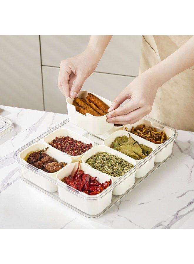 SHAOZHEN Kitchen Condiment Storage Box,8-Compartment Design,Visible Transparent Cover,Easy to Clean,Stores Kitchen Condiments,Suitable for Restaurants/Outdoor Picnics - Image 5