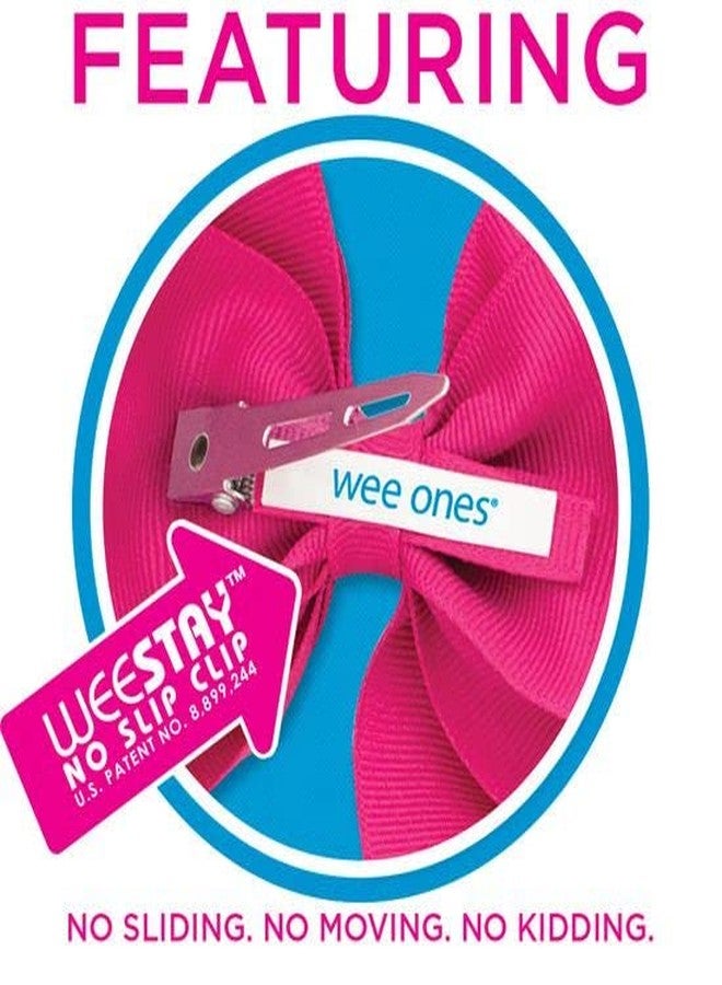 Wee Ones Girls' Grosgrain Hair Bow with Scalloped Edge Faux Velvet Overlay, Medium, Old Gold - Image 4