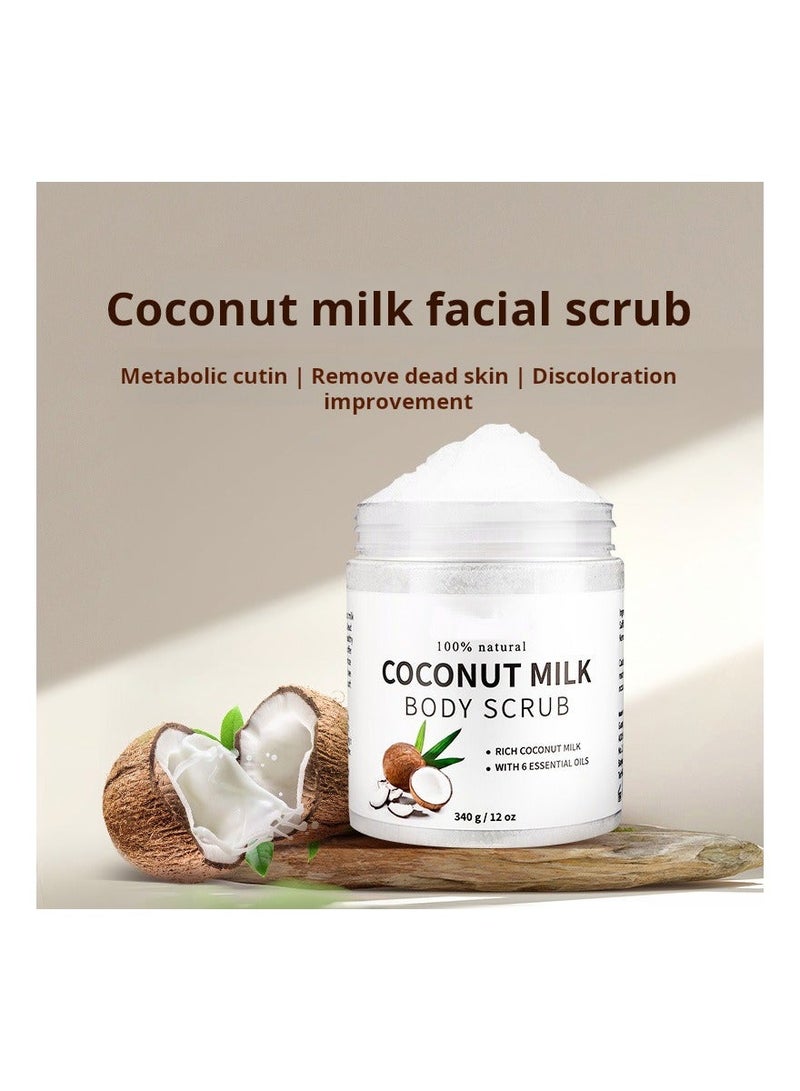 Generic Exfoliating Coconut Dead Sea Salt Body Scrub, Deeply Moisturizing and Exfoliating Body, Face, Hand, Foot Scrub, Gentle Non-Oily Smooth Body Scrub for Women Girls - 340ml - Image 2