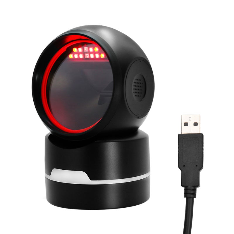 1D 2D QR Desktop Wired Barcode Scanner Platform Hands-Free Automatic Sense Reader USB Port Plug&Play Compatible with Window Android System Image CMOS Sensor Suitable for Supermarket Retail - Image 1