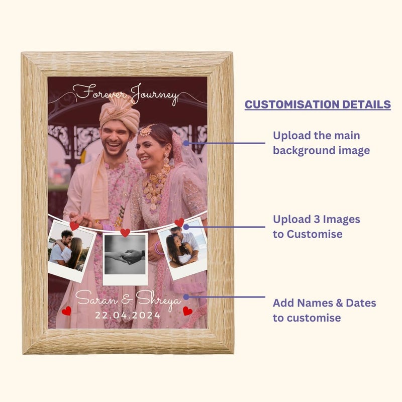 YOUR GIFT STUDIO Personalized Couple Photo Frame Customized Couple Gift Poto Frame for Wife and Husband Personalized Gift for Anniversaries and Weddings - Image 4