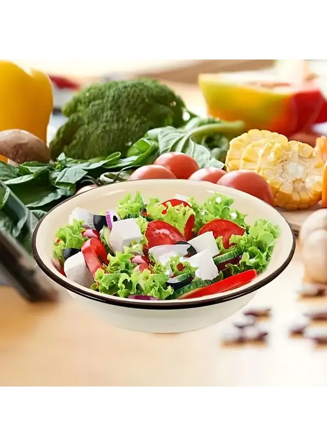 3 Pieces Enamel Bowls Durable Dinner Plates Salad Fruit Bowls Random Color - Image 5