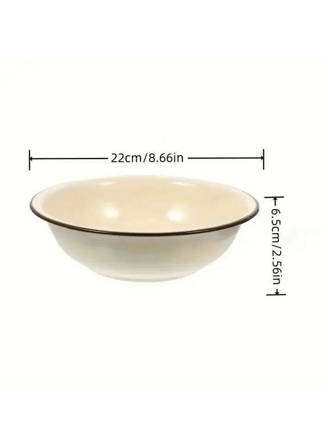3 Pieces Enamel Bowls Durable Dinner Plates Salad Fruit Bowls Random Color - Image 3