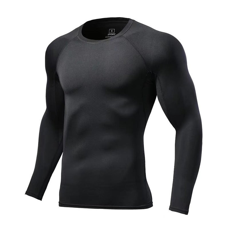 2024 Long Sleeve Round Neck Quick-Drying Clothes Tight Clothes Men'S And Children'S Sports Base Shirt Fitness Clothes Training Clothes T-Shirt - Image 1