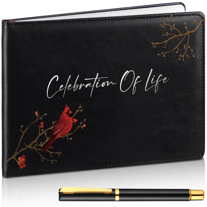 Yingzhao Yingzhao Memorial Funeral Guest Book with Pen 144 Pages Cardinal Funeral Guest Sign in Book for Memorial Service Celebration of Life Party Supplies in Loving MemoryCelebration of Life