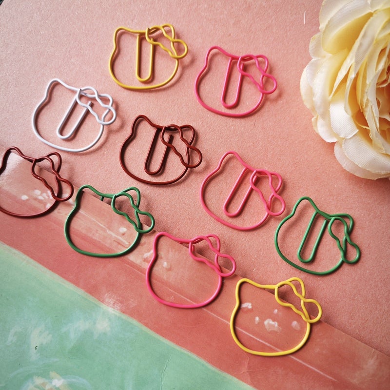 20 Cat Shaped Metal Paper Clips Cute Animal Design Office Supplies Gifts - Image 1