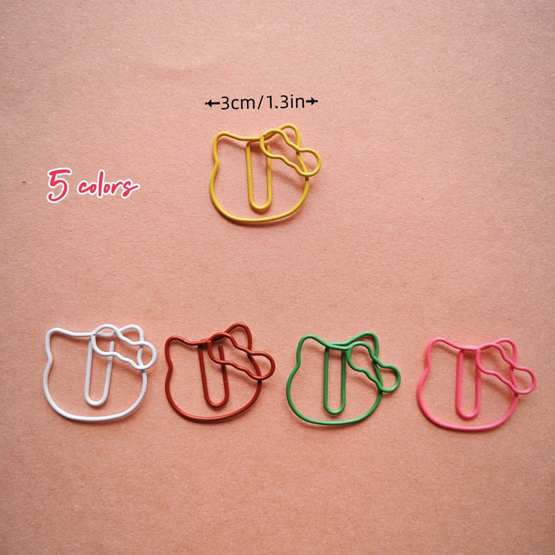 20 Cat Shaped Metal Paper Clips Cute Animal Design Office Supplies Gifts - Image 2