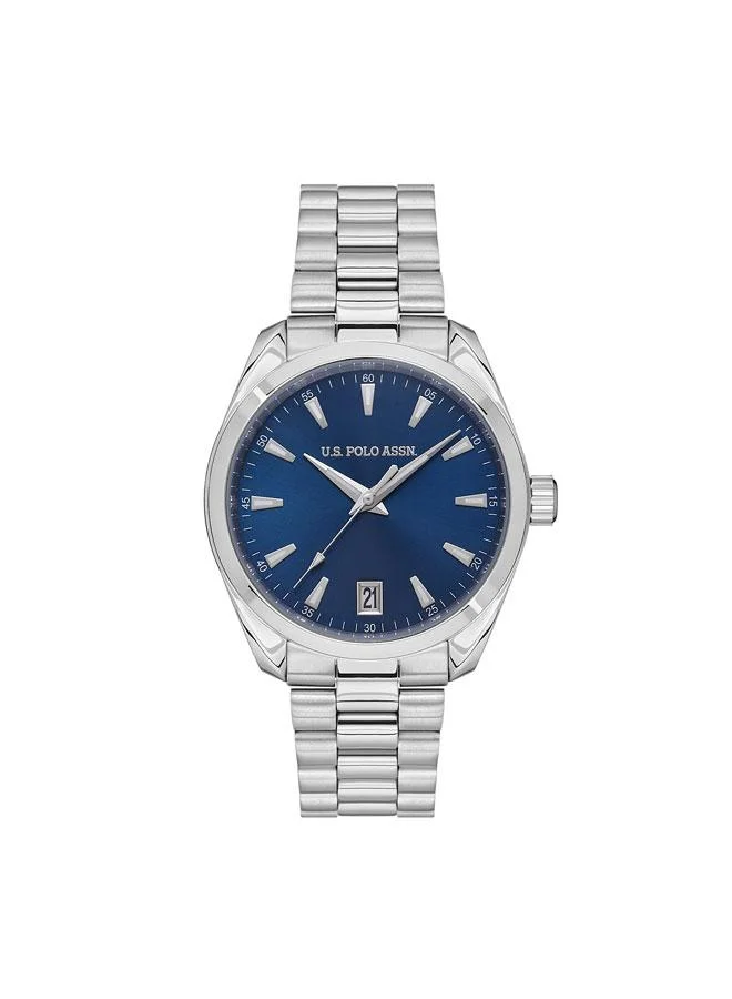 يو اس بولو اسن Fundamental 41mm Men's Watch with Blue Dial & Stainless Steel Bracelet