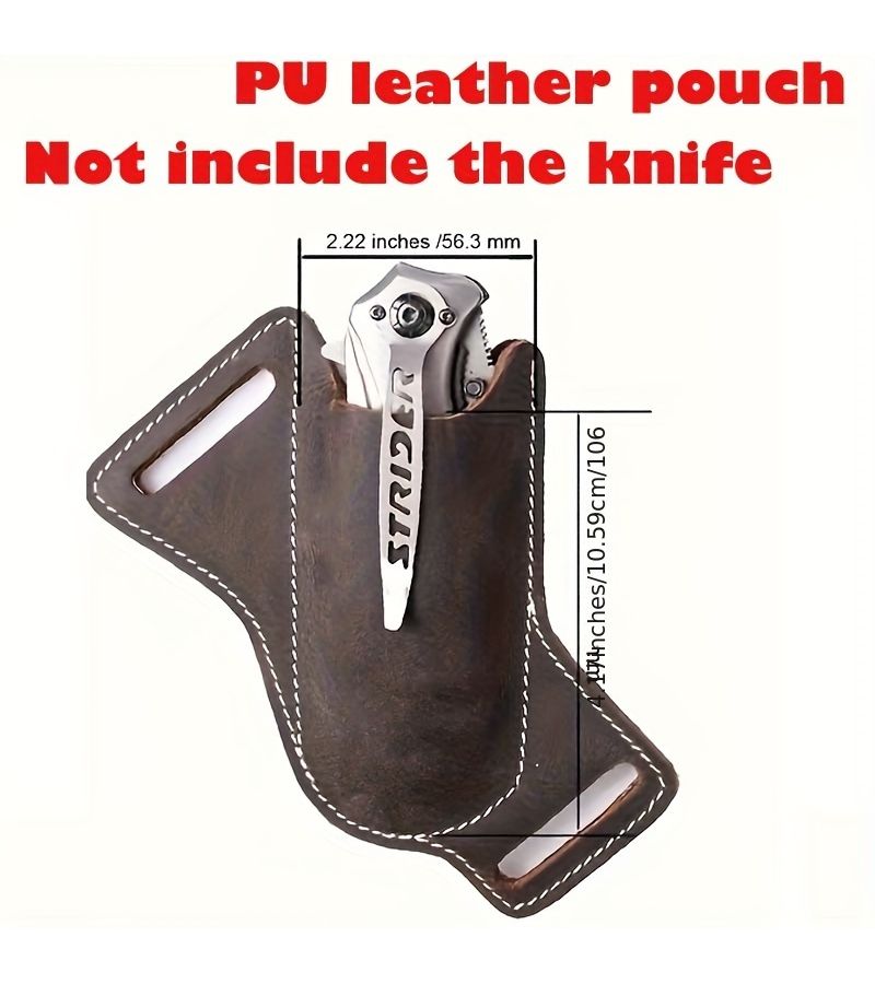 Brown And Black Tactical EDC Pocket Folding Tool Sheath Pouch Right Side Carry Open Top Business Casual Style Solid Color With Exposed Stitching - Image 3