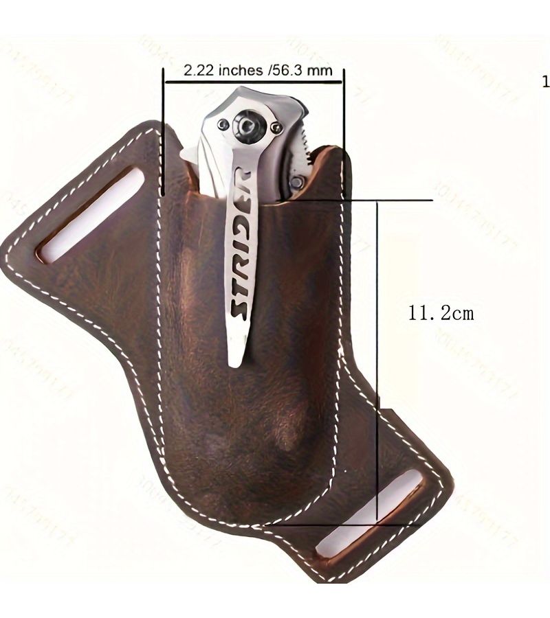 Brown And Black Tactical EDC Pocket Folding Tool Sheath Pouch Right Side Carry Open Top Business Casual Style Solid Color With Exposed Stitching - Image 2
