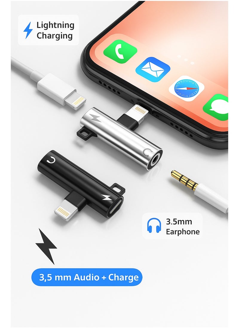 GO-DES Lightning to 3.5mm Adapter (2-in-1) – MFI Certified Dongle Charging Cord Splitter for iPhone 14 13 12 11 Pro Max X SE 7 8 Plus Mini – Audio Headphone Jack Cable + Power Charging Support  - Image 2