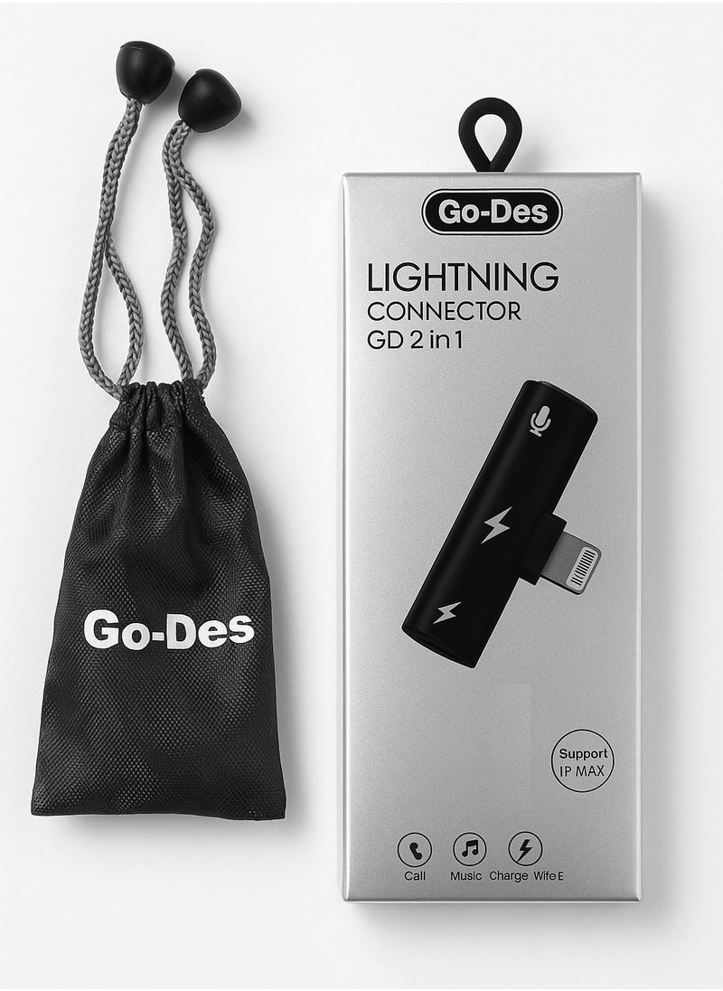 GO-DES Lightning to 3.5mm Adapter (2-in-1) – MFI Certified Dongle Charging Cord Splitter for iPhone 14 13 12 11 Pro Max X SE 7 8 Plus Mini – Audio Headphone Jack Cable + Power Charging Support  - Image 3