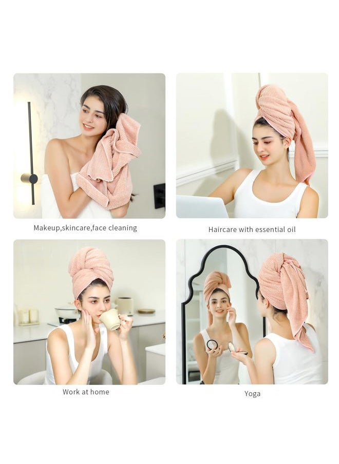Laojbaba Microfiber Hair Towel Quick Dry Hair Towel Hair Drying Towels Suitable for All Kinds of Hair Ultra Absorbent Long and Thick Hair 20X40inch Lotus Root Pink (1pcs)  - Image 3
