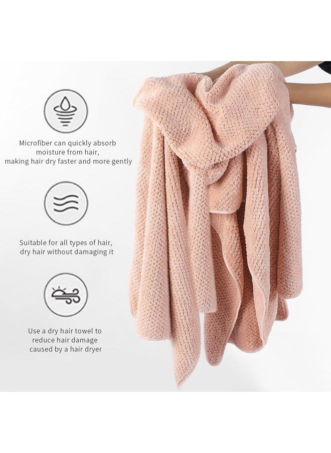Laojbaba Microfiber Hair Towel Quick Dry Hair Towel Hair Drying Towels Suitable for All Kinds of Hair Ultra Absorbent Long and Thick Hair 20X40inch Lotus Root Pink (1pcs)  - Image 4