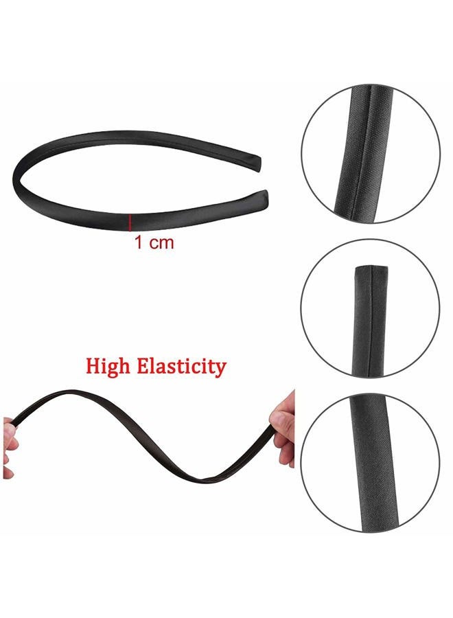 Suyegirl 20Pcs Women's Fabric Covered Satin Headbands 1CM Wide Black Ribbon Head Bands Girl's Black Headband Thin Hard Hairbands DIY Hair Pieces Accessories - Image 3