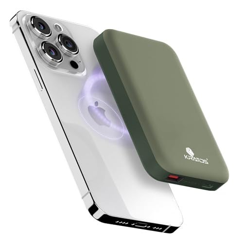 Kratos Magsafe Wireless Power Bank 10000mAh, 22.5W Fast Charging with 15W Wireless Output, Strong Magnetic Hold, USB Type-C, Compatible with iPhone 12 & Above, Android Qi Devices (Green) - Image 1