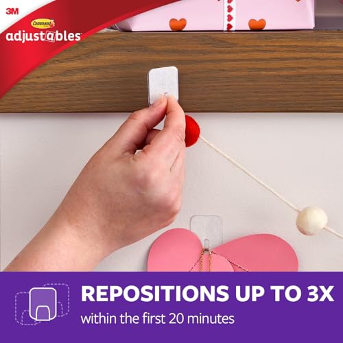 Command Adjustables Repositionable 1/2 lb Clips, 16 Hooks, 36 Strips/Pack - Image 3