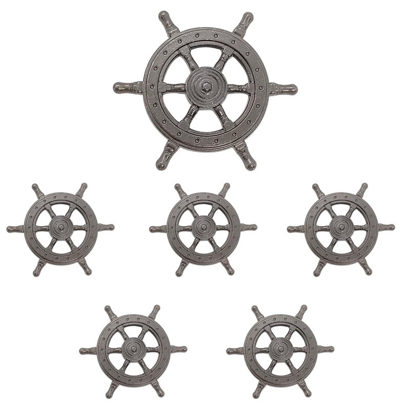 LLDYNW 6 Pcs Ship Rudder Handles Ship Helm Cabinet Knobs Ocean Theme Zinc Alloy Handles Dresser Furniture Door Single Hole Pull Handles Ancient Tin - Image 2