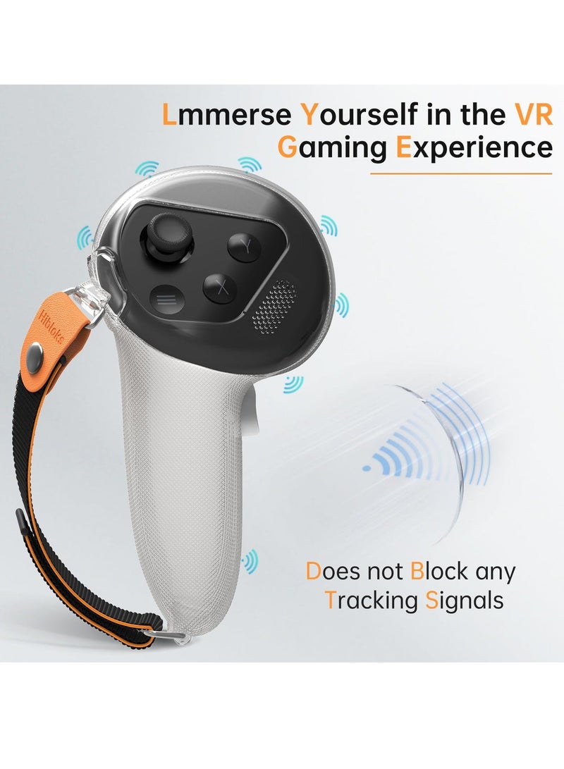 Upgraded Controller Grips Cover for Meta or Oculus Quest 3 Comfortable Silicone Cover with Non slip Texture Thumb Massage Design and Durable Nylon Controller Strap Reserve Precise Hole Positions - Image 4