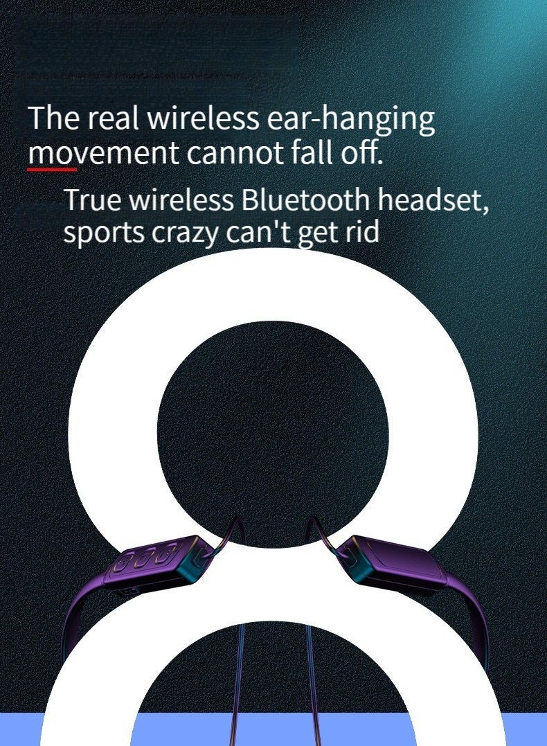 Wireless Bluetooth headset neck-mounted binaural high-quality headphones (red)  - Image 2