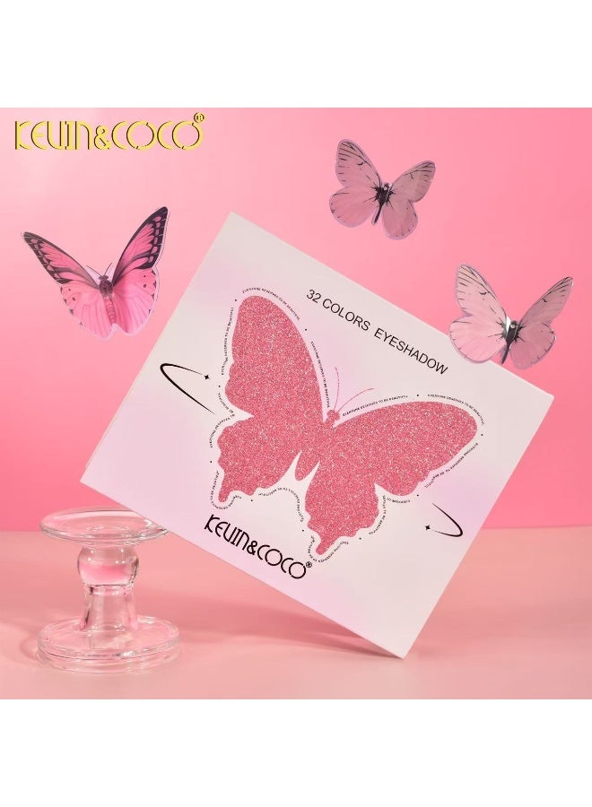 Kevin & Coco KEVIN&COCO Pink Butterfly Eyeshadow 32 Colors - Image 4