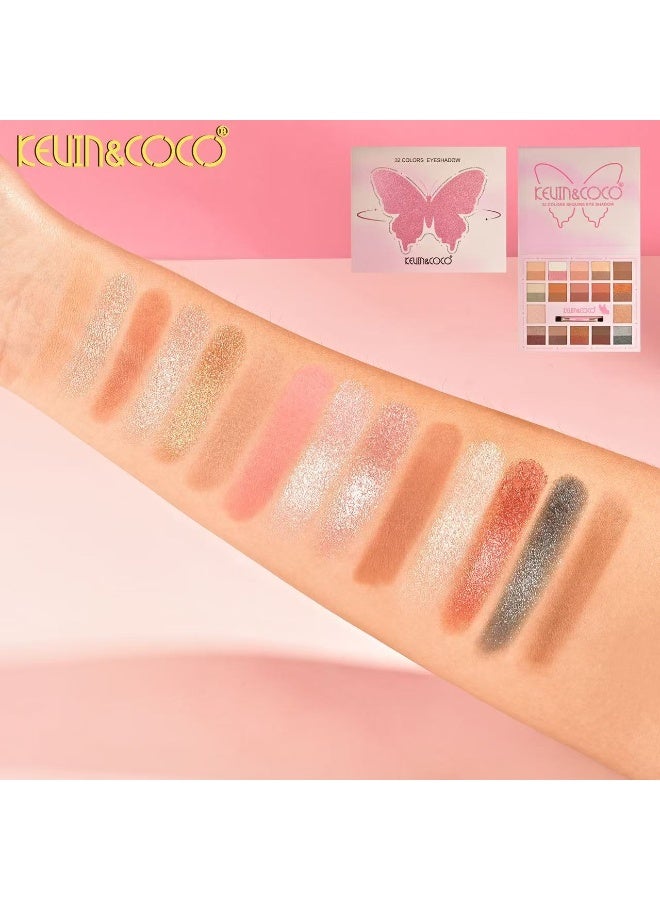 Kevin & Coco KEVIN&COCO Pink Butterfly Eyeshadow 32 Colors - Image 2