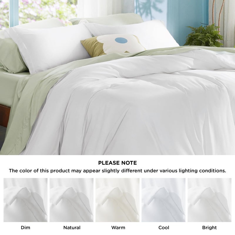 Bedsure 3 Pcs Duvet Cover Set King Size (265 cm x 230 cm) with 2 Pillow Shams (50 cm x 90 cm) - Moisture-Wicking, Cooling Silky Eucalyptus Lyocell Cotton Blend Ideal for Hot Sleeper - GentleSoft™ and Breathable, Bright White - Image 4