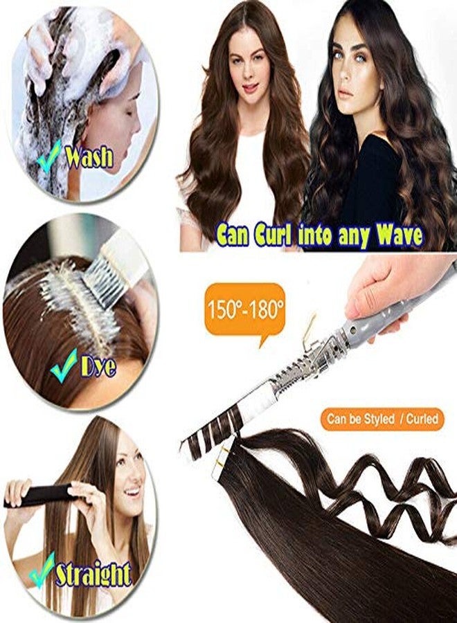 Yotty Invisible Seamless Tape in Hair Extensions Skin Weft Curly Remy Human Hair Platinum Blonde 18inch20Pcs - Image 4