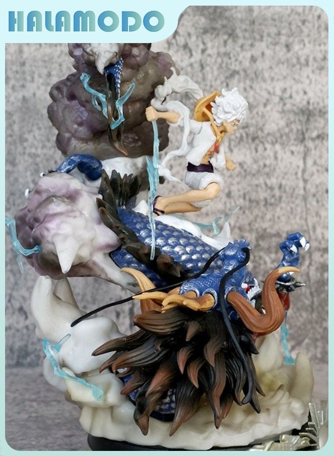 HALAMODO One Piece Gear 5 Nika Luffy VS Kaido Dragon Figure，25cm Battle Scene Desktop Decor Birthday Gift Collectible  - Image 4