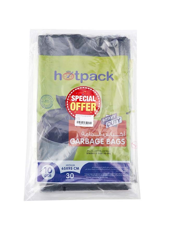 Hotpack أكياس قمامة سوداء شديدة التحمل من هوت باك، مقاس 65x95 سم، سعة 30 جالون، 10 قطع، عبوة من 3 قطع 