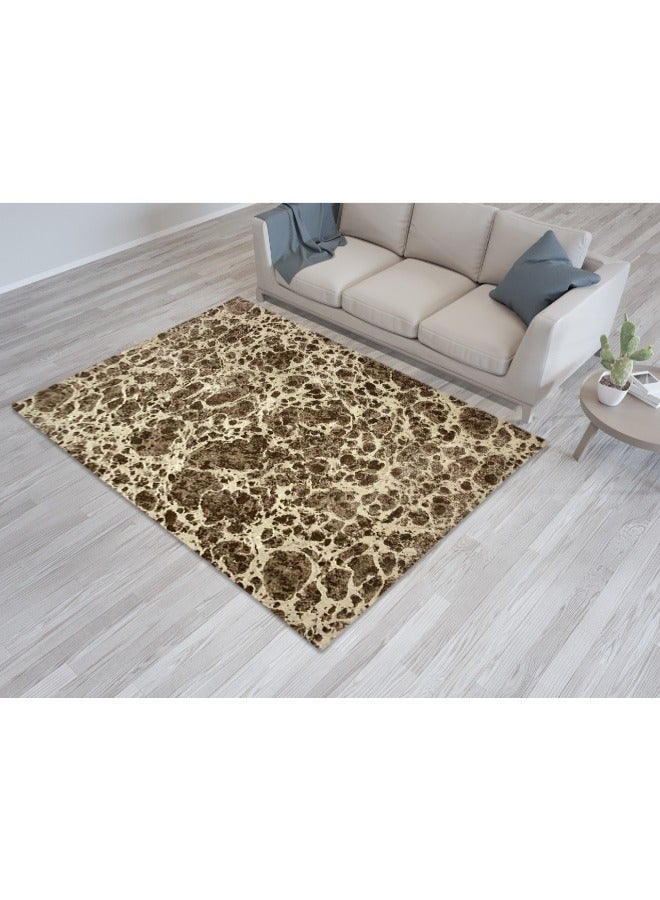 Handpicked Furniture Abstract Brown Rug, Ultra Soft Area Carpets For Bed Room, Living Room, And Dining Room, Anti Slip Floor Carpets, Easy To Clean, Made In Turkey, Rectangle, Polypropylene - Image 1