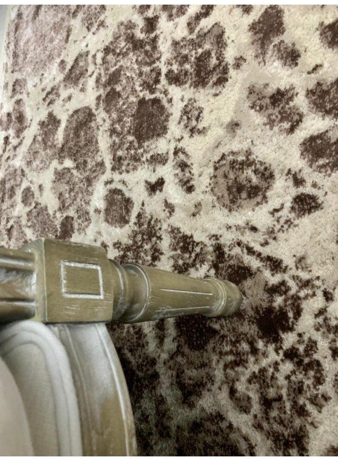 Handpicked Furniture Abstract Brown Rug, Ultra Soft Area Carpets For Bed Room, Living Room, And Dining Room, Anti Slip Floor Carpets, Easy To Clean, Made In Turkey, Rectangle, Polypropylene - Image 3