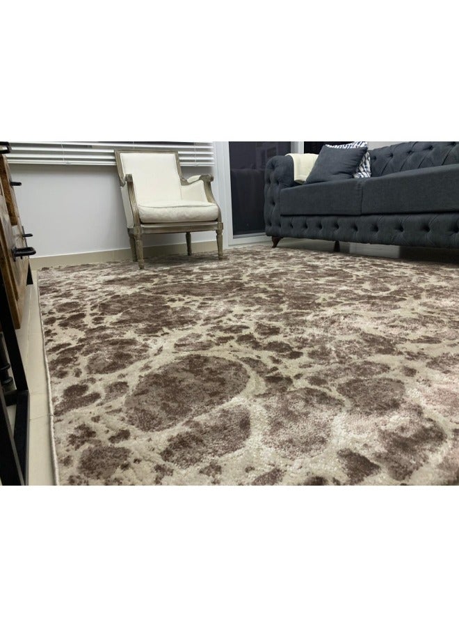 Handpicked Furniture Abstract Brown Rug, Ultra Soft Area Carpets For Bed Room, Living Room, And Dining Room, Anti Slip Floor Carpets, Easy To Clean, Made In Turkey, Rectangle, Polypropylene - Image 5