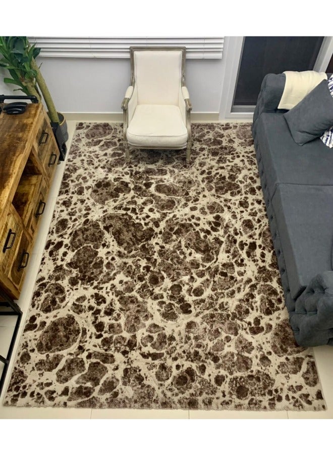 Handpicked Furniture Abstract Brown Rug, Ultra Soft Area Carpets For Bed Room, Living Room, And Dining Room, Anti Slip Floor Carpets, Easy To Clean, Made In Turkey, Rectangle, Polypropylene - Image 4
