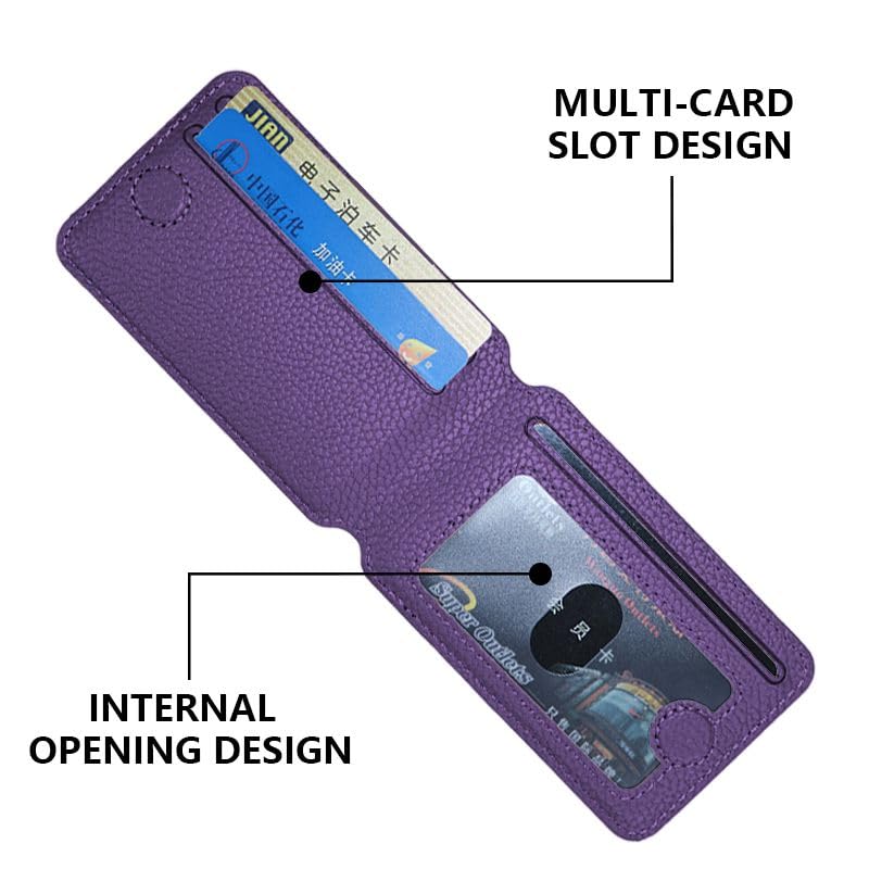 ClickCase محفظة ماغسيف قابلة للطي، محفظة بسيطة مع حامل، محفظة بإغلاق مغناطيسي لهواتف آيفون 16/15/14/13/12، حامل بطاقات، جلد نباتي (بنفسجي) - Image 2