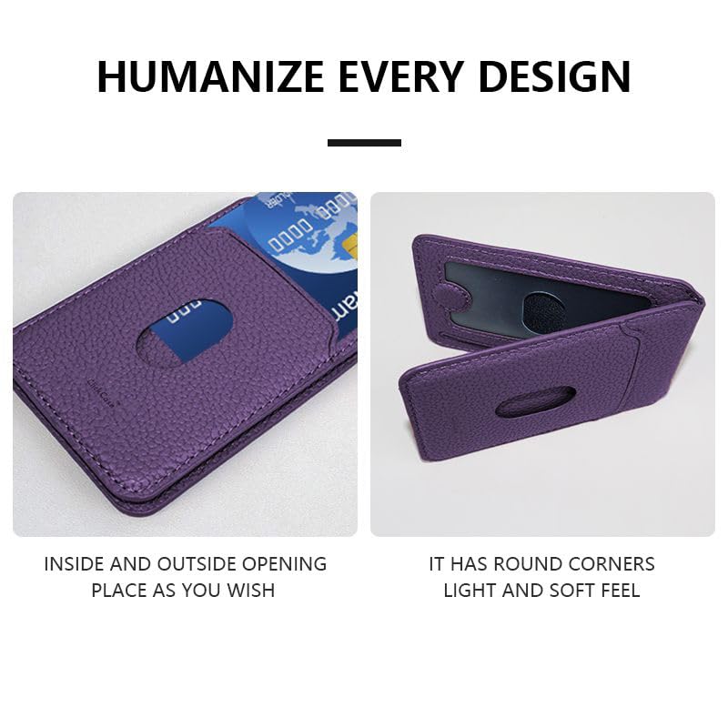 ClickCase محفظة ماغسيف قابلة للطي، محفظة بسيطة مع حامل، محفظة بإغلاق مغناطيسي لهواتف آيفون 16/15/14/13/12، حامل بطاقات، جلد نباتي (بنفسجي) - Image 4