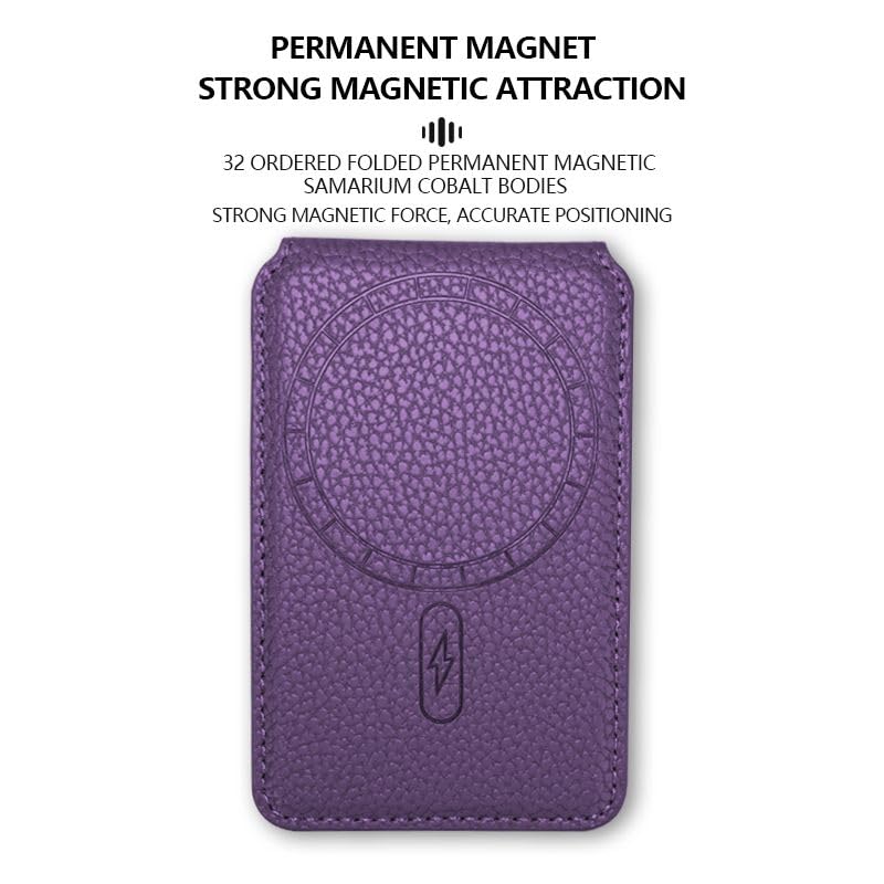 ClickCase محفظة ماغسيف قابلة للطي، محفظة بسيطة مع حامل، محفظة بإغلاق مغناطيسي لهواتف آيفون 16/15/14/13/12، حامل بطاقات، جلد نباتي (بنفسجي) - Image 5