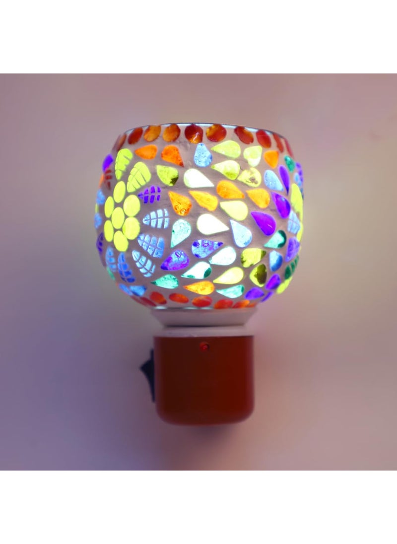 Dev Dev Kapur Dani Electric Camphor Diffuser Galss with On Off Switch to Toggle Between Burner and Lamp Ceramic Mosac Kapoor Dani  - Image 1