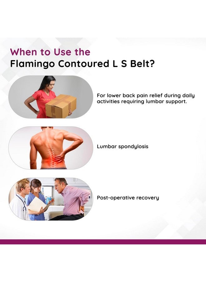 Flamingo Contoured Lumbar Sacro Belt for Lower Back Support, Pain Relief, and Posture Correction | For Men & Women | Size - Medium | Pack of 1| Black - Image 3